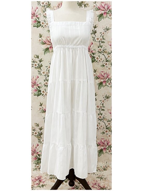 Soierose Dresses & Skirts - SoieRose White 100% Cotton Prairie Tiered Maxi Dress - SR-1313